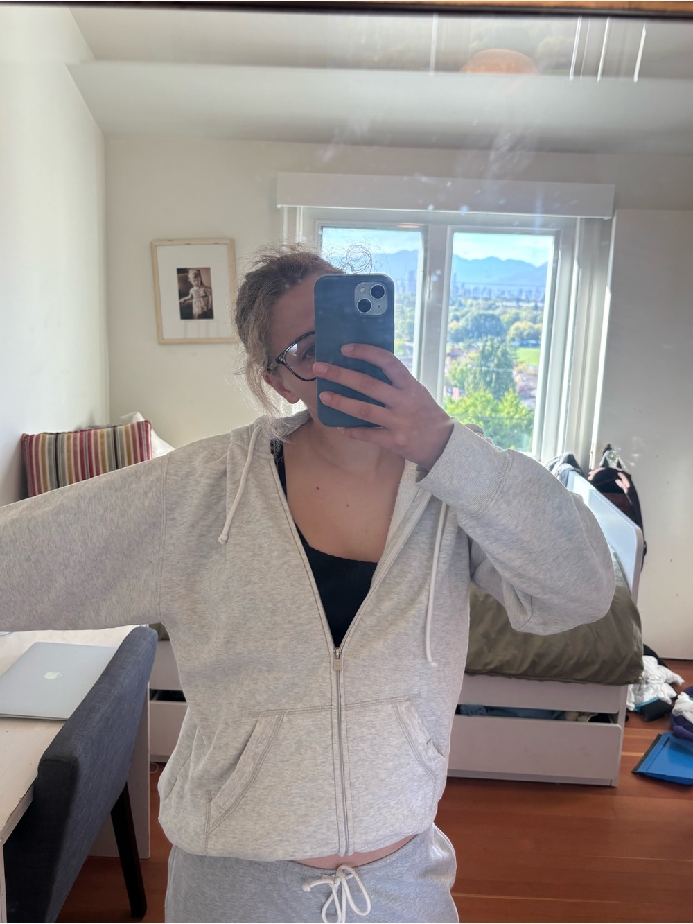 Hollister Light Gray Zip-Up Hoodie - Casual Women’s Sweater